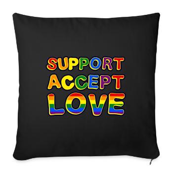 LGBT Support Accept Love - Sofa pillowcase 17,3'' x 17,3'' (45 x 45 cm) - black - Front