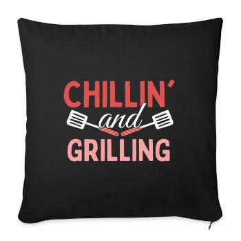 Réfrigérer et griller - Grill BBQ - Housse de coussin décorative 45 x 45 cm - noir - Devant