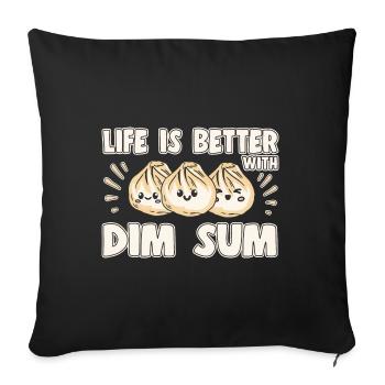 Delicious Asian Food Bao Bun Funny Dim Sum - Sofa pillowcase 17,3'' x 17,3'' (45 x 45 cm) - black - Front