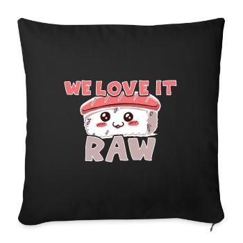 Kawaii Japanese Food Salmon Salmon Sushi Roll - Housse de coussin décorative 45 x 45 cm - noir - Devant