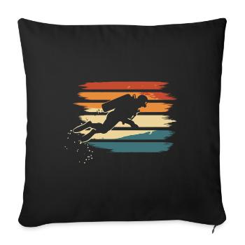 Scuba Diving Diving Diver Vintage - Sofa pillowcase 17,3'' x 17,3'' (45 x 45 cm) - black - Front