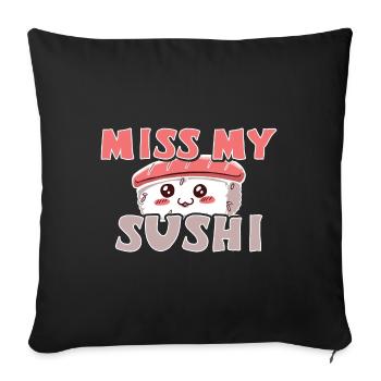 Kawaii Japanese Food Salmon Salmon Sushi Roll - Housse de coussin décorative 45 x 45 cm - noir - Devant
