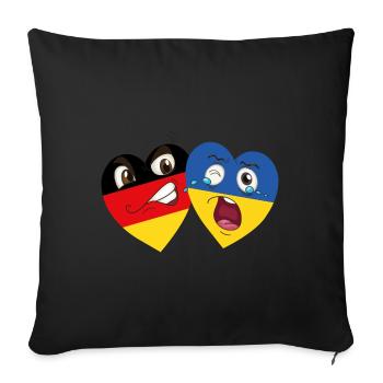 Allemagne Ukraine amour coeur amis amour cadeau - Housse de coussin décorative 45 x 45 cm - noir - Devant