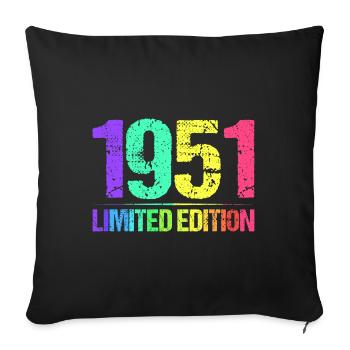 1951 Limited Edition Jahrgang 51er Retro Jahrgang - Sofakissenbezug 45 x 45 cm - Schwarz - Vorne