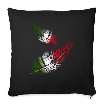 plumes italiennes en rouge blanc et vert - Housse de coussin décorative 45 x 45 cm - noir - Devant