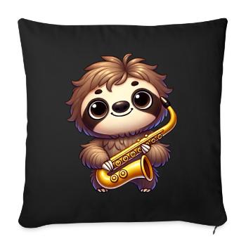 Sloth Saxophone Saxophonist Musician Jazz Music - Sofa pillowcase 17,3'' x 17,3'' (45 x 45 cm) - black - Front