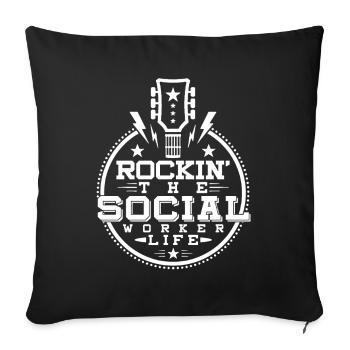 Rockin The Social Worker Life - Sofa pillowcase 17,3'' x 17,3'' (45 x 45 cm) - black - Front