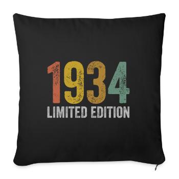 Jahrgang 1934 Limited Edition Geburtstag - Sofakissenbezug 45 x 45 cm - Schwarz - Vorne