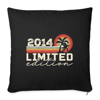 Jahrgang 2014 Retro 2014 Jubiläumsgeschenk - Sofakissenbezug 45 x 45 cm - Schwarz - Vorne