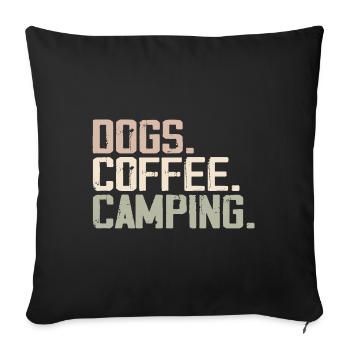 Hunde Kaffee Camping Lustige Camper - Sofakissenbezug 45 x 45 cm - Schwarz - Vorne