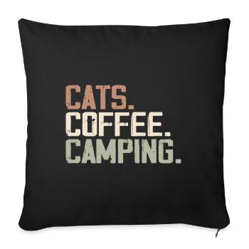 Retro Cats Coffee Camping Funny Campers - Sofa pillowcase 17,3'' x 17,3'' (45 x 45 cm) - black - Front