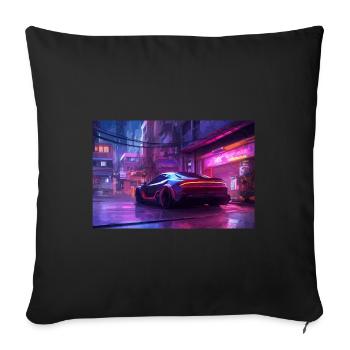 Auto Neon Stadt - Sofakissenbezug 45 x 45 cm - Schwarz - Vorne