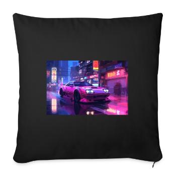 Auto Neon Stadt - Sofakissenbezug 45 x 45 cm - Schwarz - Vorne
