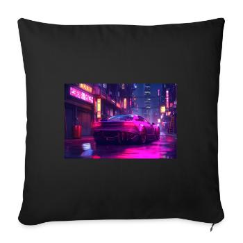 Auto Neon Stadt - Sofakissenbezug 45 x 45 cm - Schwarz - Vorne