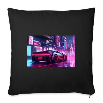 Auto Neon Stadt - Sofakissenbezug 45 x 45 cm - Schwarz - Vorne