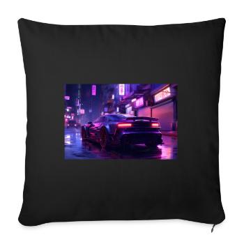 Auto Neon Stadt - Sofakissenbezug 45 x 45 cm - Schwarz - Vorne