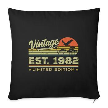Jahrgang 1982 Genial seit 1982 Geschenk 1982 Retro - Sofakissenbezug 45 x 45 cm - Schwarz - Vorne