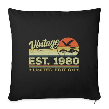 Vintage 1980 Génial Depuis 1980 Cadeau 1980 Rétro - Housse de coussin décorative 45 x 45 cm - noir - Devant
