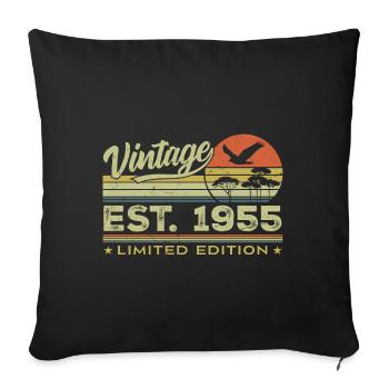 Vintage 1955 Génial Depuis 1955 Cadeau 1955 Rétro - Housse de coussin décorative 45 x 45 cm - noir - Devant