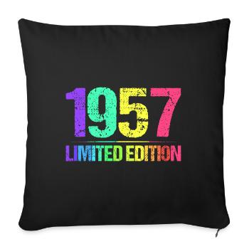1957 Limited Edition Jahrgang 57er Retro Jahrgang - Sofakissenbezug 45 x 45 cm - Schwarz - Vorne
