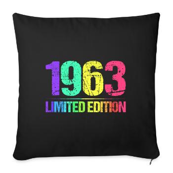 1963 Limited Edition Jahrgang 63er Retro Jahrgang - Sofakissenbezug 45 x 45 cm - Schwarz - Vorne