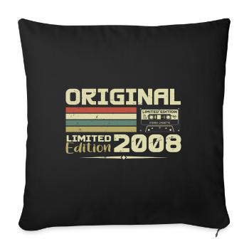 Retro 2008 Geburtstagsgeschenk Geboren im Jahr 2008 Original - Sofakissenbezug 45 x 45 cm - Schwarz - Vorne