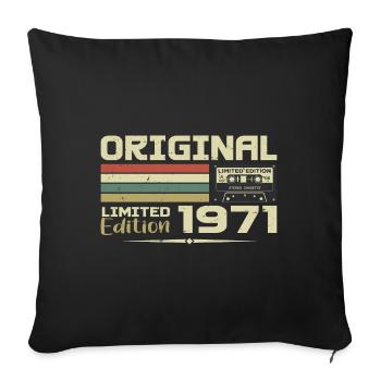 Rétro 1971 Cadeau Anniversaire Né en 1971 Original - Housse de coussin décorative 45 x 45 cm - noir - Devant