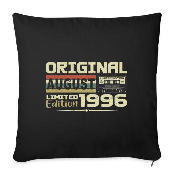 Août 1996 - Né en Août 1996 Construit en Août 1996 - Housse de coussin décorative 45 x 45 cm - noir - Devant