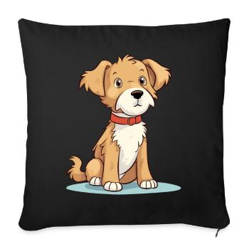 Conception de chien mignon pour les propriétaires de chiens - Housse de coussin décorative 45 x 45 cm - noir - Devant