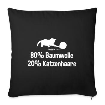 80% Baumwolle 20% Katzenhaare Katze Katzenbesitzer - Sofakissenbezug 45 x 45 cm - Schwarz - Vorne