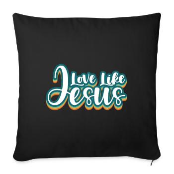 L’amour comme Jésus Dicton chrétien - Housse de coussin décorative 45 x 45 cm - noir - Devant