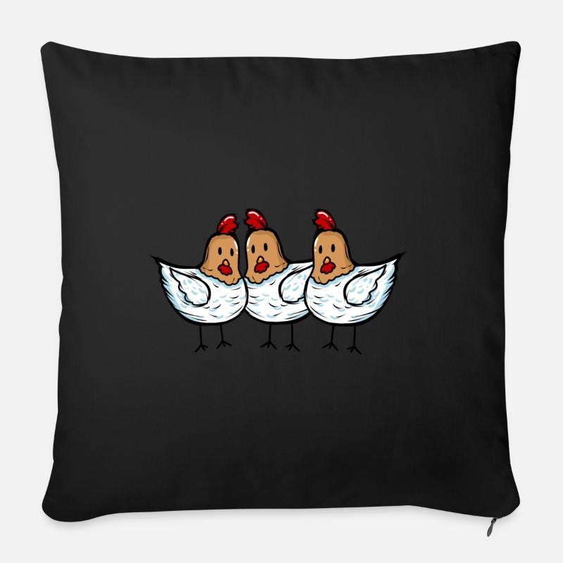 3 chicken Hühner Gang - Sofakissenbezug 45 x 45 cm - Schwarz