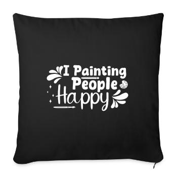 Funny Art Painter I Painting People Happy Drawing - Sofa pillowcase 17,3'' x 17,3'' (45 x 45 cm) - black - Front