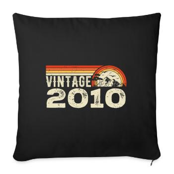 Vintage 2010 Cadeau Anniversaire 2010 Rétro 2010 - Housse de coussin décorative 45 x 45 cm - noir - Devant