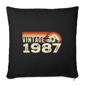 Vintage 1987 Cadeau Anniversaire 1987 Rétro 1987 - Housse de coussin décorative 45 x 45 cm - noir - Devant