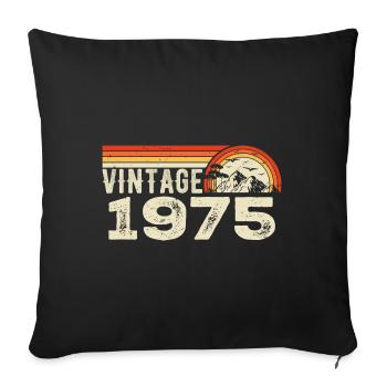 Vintage 1975 Cadeau Anniversaire 1975 Rétro 1975 - Housse de coussin décorative 45 x 45 cm - noir - Devant