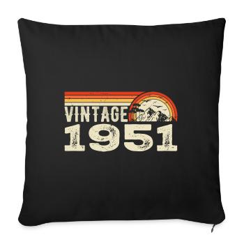 Vintage 1951 Cadeau Anniversaire 1951 Rétro 1951 - Housse de coussin décorative 45 x 45 cm - noir - Devant