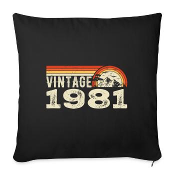 Vintage 1981 Cadeau Anniversaire 1981 Rétro 1981 - Housse de coussin décorative 45 x 45 cm - noir - Devant