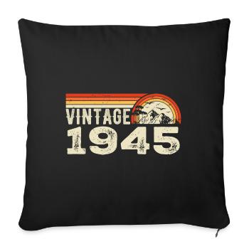 Vintage 1945 Cadeau Anniversaire 1945 Rétro 1945 - Housse de coussin décorative 45 x 45 cm - noir - Devant