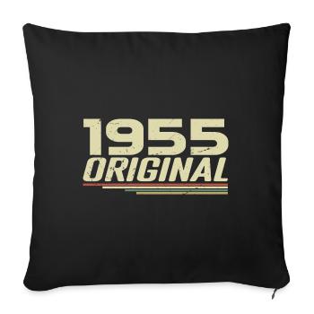 Né en 1955 Vintage 1955 Anniversaire Rétro 1955 - Housse de coussin décorative 45 x 45 cm - noir - Devant