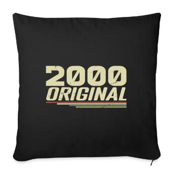 Né en 2000 Vintage 2000 Anniversaire Rétro 2000 - Housse de coussin décorative 45 x 45 cm - noir - Devant