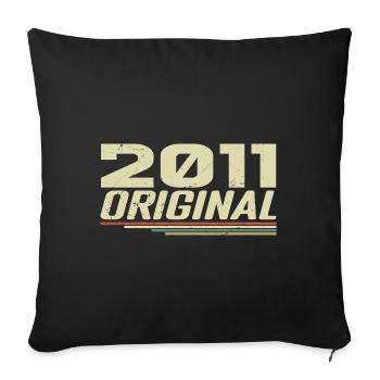 Né en 2011 Vintage 2011 Anniversaire Rétro 2011 - Housse de coussin décorative 45 x 45 cm - noir - Devant