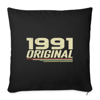 Né en 1991 Vintage 1991 Anniversaire Rétro 1991 - Housse de coussin décorative 45 x 45 cm - noir - Devant