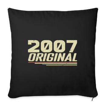 Né en 2007 Vintage 2007 Anniversaire Rétro 2007 - Housse de coussin décorative 45 x 45 cm - noir - Devant
