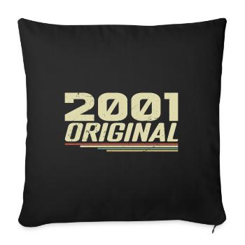 Né en 2001 Vintage 2001 Anniversaire Rétro 2001 - Housse de coussin décorative 45 x 45 cm - noir - Devant