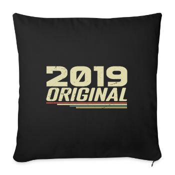 Né en 2019 Vintage 2019 Anniversaire Rétro 2019 - Housse de coussin décorative 45 x 45 cm - noir - Devant