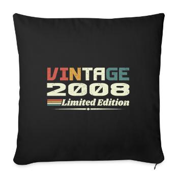 Vintage 2008 Gift 2008 Retro Birthday 2008 - Sofa pillowcase 17,3'' x 17,3'' (45 x 45 cm) - black - Front