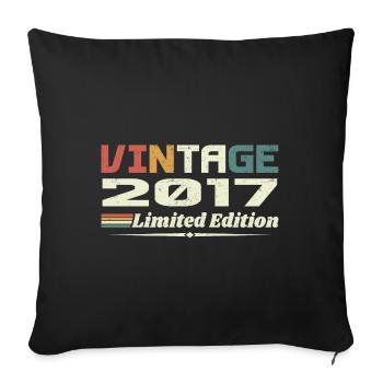Vintage 2017 Cadeau 2017 Anniversaire 2017 Retro - Housse de coussin décorative 45 x 45 cm - noir - Devant
