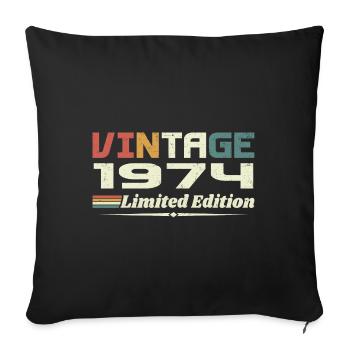Vintage 1974 Gift 1974 Birthday 1974 Retro - Sofa pillowcase 17,3'' x 17,3'' (45 x 45 cm) - black - Front