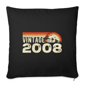 Vintage 2008 Birthday Gift 2008 Retro 2008 - Sofa pillowcase 17,3'' x 17,3'' (45 x 45 cm) - black - Front